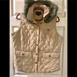 Ariat vest with detachable fur lined hood.